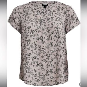 Torrid Plus Size 00 GREY RETRO NAUTICAL GEORGETTE HI-LO BLOUSE Sailor Mermaid